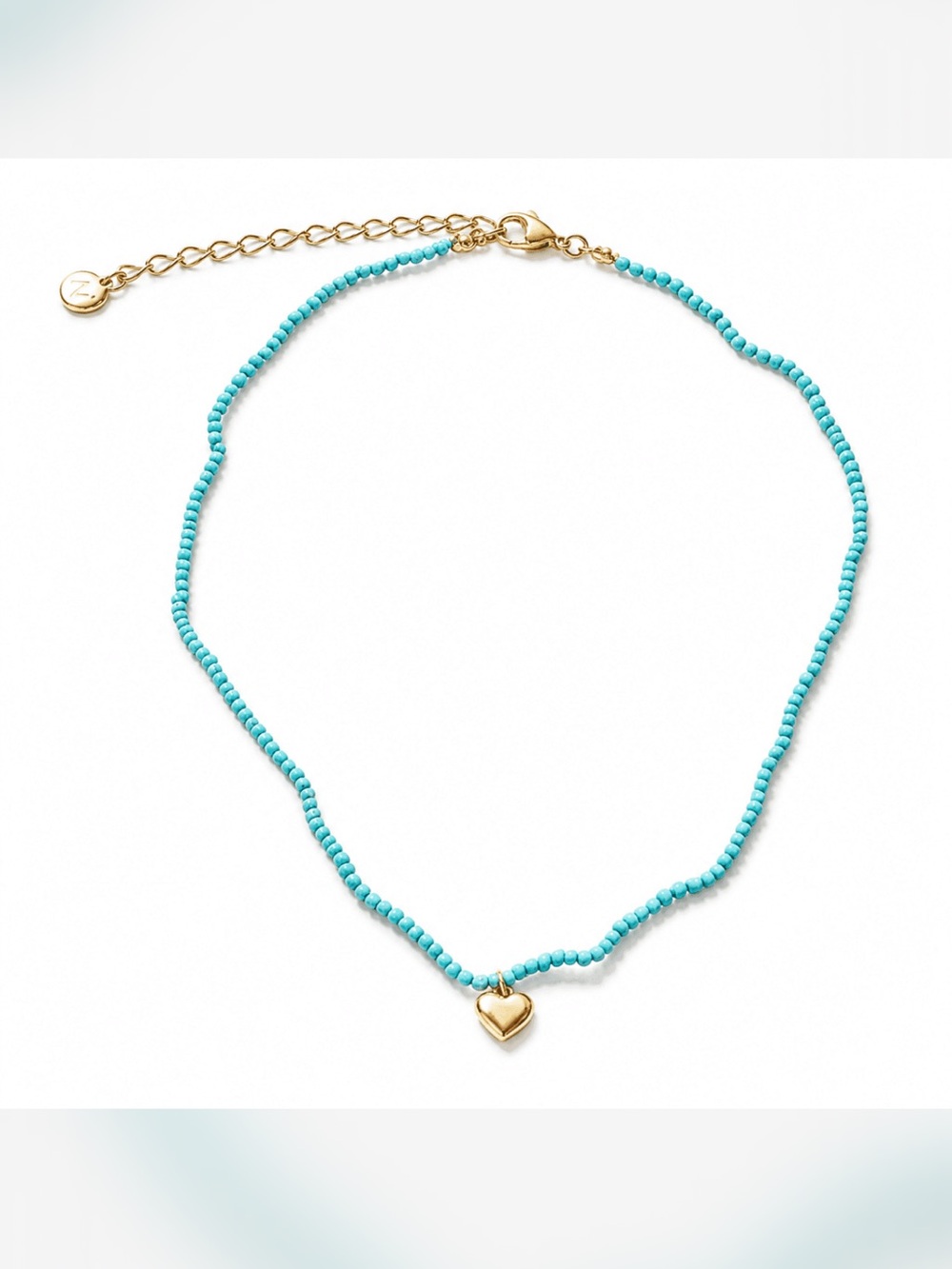New MAYAMAR Gold Heart Pendant Turquoise Beaded Necklace
